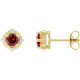 14K Yellow Natural Mozambique Garnet & .08 CTW Natural Diamond Halo-Style Earrings