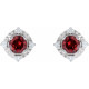 14K White Natural Mozambique Garnet & .08 CTW Natural Diamond Halo-Style Earrings