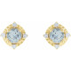 14K Yellow Natural Aquamarine & .08 CTW Natural Diamond Halo-Style Earrings