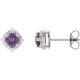 14K White Natural Amethyst & .08 CTW Natural Diamond Halo-Style Earrings