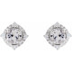 Sterling Silver Lab-Grown White Sapphire & .08 CTW Natural Diamond Halo-Style Earrings