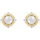 14K Yellow Cultured Freshwater Pearl & .08 CTW Natural Diamond Halo-Style Earrings