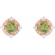 14K Rose Natural Peridot & .08 CTW Natural Diamond Halo-Style Earrings