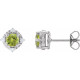 Sterling Silver Natural Peridot & .08 CTW Natural Diamond Halo-Style Earrings