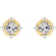 14K Yellow Natural White Sapphire & .08 CTW Natural Diamond Halo-Style Earrings