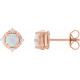 14K Rose Lab-Grown White Opal & .08 CTW Natural Diamond Halo-Style Earrings