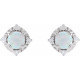 Sterling Silver Lab-Grown White Opal & .08 CTW Natural Diamond Halo-Style Earrings