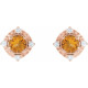 14K Rose Natural Citrine & .08 CTW Natural Diamond Halo-Style Earrings