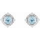 14K White Natural Sky Blue Topaz & .08 CTW Natural Diamond Halo-Style Earrings