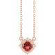14K Rose Natural Mozambique Garnet & .04 CTW Natural Diamond Halo-Style 18" Necklace