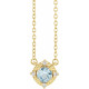 14 Karat Yellow Gold Natural Aquamarine & .04 Carat Weight Natural Diamond Halo 18 inch Necklace