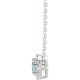 Sterling Silver Natural Aquamarine & .04 Carat Weight Natural Diamond Halo 18 inch Necklace