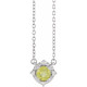 14K White Natural Peridot & .04 CTW Natural Diamond Halo-Style 18" Necklace