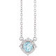 Sterling Silver Natural Sky Blue Topaz & .04 CTW Natural Diamond Halo-Style 18" Necklace