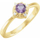 14K Yellow Natural Amethyst & .04 CTW Natural Diamond Halo-Style Ring