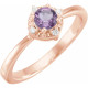 14K Rose Natural Amethyst & .04 CTW Natural Diamond Halo-Style Ring