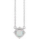 Sterling Silver Lab-Grown White Opal & .04 CTW Natural Diamond Halo-Style 18" Necklace