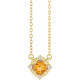 14K Yellow Natural Citrine & .04 CTW Natural Diamond Halo-Style 18" Necklace