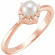 14K Rose Cultured White Freshwater Pearl & .04 CTW Natural Diamond Halo-Style Ring