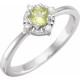 14K White Natural Peridot & .04 CTW Natural Diamond Halo-Style Ring