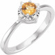 14K White Natural Citrine & .04 CTW Natural Diamond Halo-Style Ring