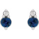 14K White Natural Blue Sapphire & .03 Natural Diamond Earrings