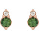 14K Rose Natural Green Sapphire & .03 Natural Diamond Earrings