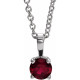 14K White 3 mm Natural Ruby 16-18" Necklace