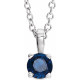 14K White 3 mm Natural Blue Sapphire 16-18" Necklace