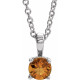 14K White 4 mm Natural Citrine 16-18" Necklace