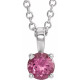 Platinum 4 mm Natural Pink Tourmaline 16-18" Necklace