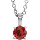 14K White 5 mm Natural Mozambique Garnet 16-18" Necklace