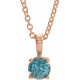 14K Rose 4 mm Natural Blue Zircon 16-18" Necklace