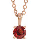 14K Rose 5 mm Natural Mozambique Garnet 16-18" Necklace