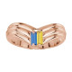 Family V Ring Mounting in 18 Karat Rose Gold for Straight Baguette Stone