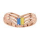 Family V Ring Mounting in 14 Karat Rose Gold for Straight Baguette Stone