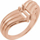 Family V Ring Mounting in 10 Karat Rose Gold for Straight Baguette Stone