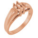 Family Ring Mounting in 18 Karat Rose Gold for Straight Baguette Stone