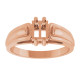 Family Ring Mounting in 18 Karat Rose Gold for Straight Baguette Stone