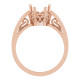 Heart Scroll Setting Ring Mounting in 18 Karat Rose Gold for Heart Cut Stone