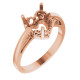Heart Scroll Setting Ring Mounting in 14 Karat Rose Gold for Heart Cut Stone