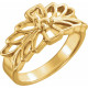 Family Floral Ring Mounting in 18 Karat Yellow Gold for Round Stone