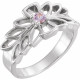 Family Floral Ring Mounting in 18 Karat White Gold for Round Stone