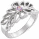 Family Floral Ring Mounting in Platinum for Round Stone