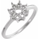 Cluster Ring Mounting in 18 Karat White Gold for Round Stone