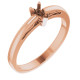 Scroll Setting Solitaire Ring Mounting in 14 Karat Rose Gold for Pear Cut Stone