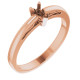 Scroll Setting Solitaire Ring Mounting in 18 Karat Rose Gold for Pear Cut Stone