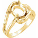 Oval Solitaire Ring Mounting in 18 Karat Yellow Gold for Oval Stone