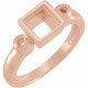 Accented Bezel Set Ring Mounting in 10 Karat Rose Gold for Square Stone