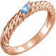 Family Stackable Rope Ring Mounting in 18 Karat Rose Gold for Marquise Stone